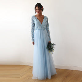 BLUSHFASHION - Original Light Blue Tulle and Lace Dress #1125