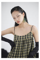 MARIGOLDSHADOWS - Original Sango Loose Plaid Spaghetti Strap Dress