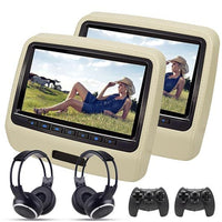 2x 9 Inch 1080P All Format Car Monitor Touch Screen Car Headrest DVD Video Player Built-In Speaker MKV DVD MP4 USB SD 8 Bit Game