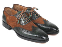 Paul Parkman Goodyear Welted Wingtip Oxfords Brown & Green (ID#9941-BWG)