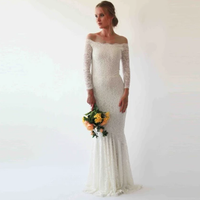 BLUSHFASHION - Original Ivory Off Shoulder Mermaid  Wedding Dress #1214