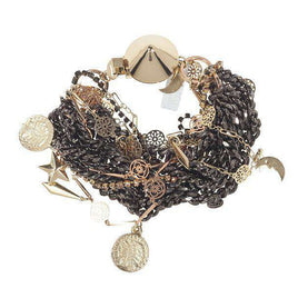 Original Italian Bracelet With Gunmetal Plated Brass and Rhinestones