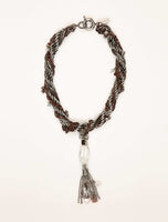 Original Multi chain Necklace With Silver Tassel and Charms.