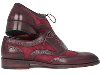 Paul Parkman Suede & Calfskin Men's Wingtip Oxfords Bordeaux (ID#228BRDSD)