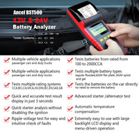 ANCEL - Original BST500 12V 24V Car Battery Tester With Thermal Printer Car Heavy Duty Truck Battery Analyzer Battery Test Diagnostic Tool