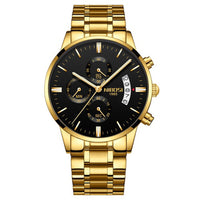 NIBOSI Mens Watches Luxury Top Brand Gold Watch Men Relogio Masculino Automatic Date Watch Quartz Luminous Calendar Wristwatch