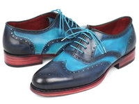 Paul Parkman Men's Two Tone Wingtip Oxfords Blue & Turquoise (ID#27TQ88)