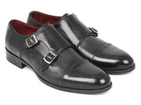 Paul Parkman Men's Cap-Toe Double Monkstraps Gray & Black (ID#0457-GRY)