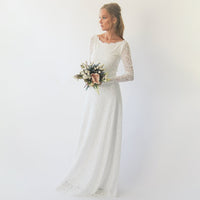 BLUSHFASHION - Original Bestseller Long Sleeves Boat Neckline Modest Wedding Dress #1297