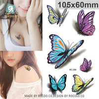 3D Butterfly Body Art Waterproof Temporary Tattoos for Men Women Sexy Colours Small Sticker Wholesale RC2206