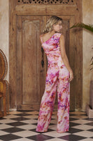 AKOSEE - Original Nymph Jumpsuit in Pink Watercolour Silk Cotton