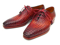 Paul Parkman Bordeaux & Tobacco Woven Leather Oxfords (ID#54HK42)