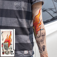 10 Pc Fake Temporary Tattoo Sleeves Tattoos Full Long Slip on Arm Tattoo Sleeve Kit Men Elastic Nylon Glove Tattoos Black Skull Design