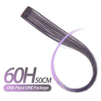 Pageup Rainbow Hair Extension Clip One Piece Synthetic Fake Colored Hair Pieces Pink Long 20" False Clip in Hair Extensions