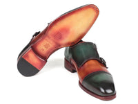 Paul Parkman Captoe Double Monkstraps Green & Camel (ID#045GC61)