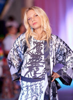 SHARON TATEM LLC - Original Oriental Print Maxi Satin Kimono