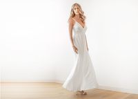 BLUSHFASHION - Original Ivory Straps Wrap Maxi Dress  #1060