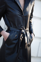2KSTYLE - Original Faux Leather Midi Coat With Belt