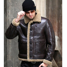 LUHAYESA - Original Thick Real Sheepskin Coat Men Winter Warm Brown Fur Clothing 2024 New Genuine Leather Natural Sheepskin Leather Outwear