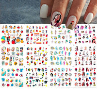 2021 New Geometric Letter Nail Sticker Water Slider Russian Winter Decal Christmas New Year Gift Nail Slider Temporary Tattos