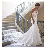 LORIE - Original Mermaid Wedding Dress Sleeves 2021 Vestidos De Novia Vintage Lace Sweetheart Neck Bridal Gown Backless Wedding Gowns