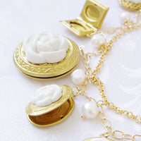 POPORCELAIN - Original Porcelain Floral Lockets Statement Necklace