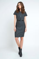 CONQUISTA FASHION - Original Cap Sleeve Pleather Detail Knit Dress