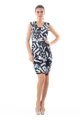 CONQUISTA FASHION - Original Print Dress With Uneven Hemline