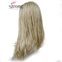 StrongBeauty Long Gray With Dark Roots Ombre Braided 3/4 HEADBAND Full Synthetic Wig Box Braids Wig Coverage Wigs COLOUR CHOICES