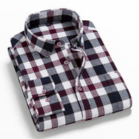 2022 New Mens Plaid Shirt 100% Cotton High Quality Mens Business Casual Long Sleeve Shirt Male Social Dress Shirts Flannel 4XL