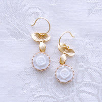 MOONLIGHT - Original Mini Porcelain  Rose Drop Earrings