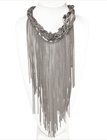 Original Fringes Statement Necklace With Agate Stone.