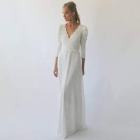 BLUSHFASHION - Original Ivory Puffed Sleeves  Wedding Dress #1283