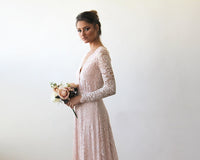 BLUSHFASHION - Original Baby Pink Wrap Dress With Train #1151