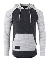 ZIMEGO Long Sleeve Raglan Henley Round Bottom Hood T-Shirts - BLACK / GREY