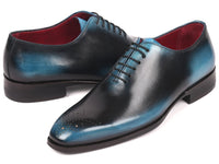 Paul Parkman Men's Black & Blue Wholecut Oxfords (ID#KR884BLU)