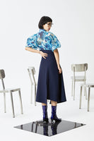 MARIGOLDSHADOWS - Original Kokone Pleated Asymmetrical Skirt - Navy Blue