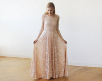 BLUSHFASHION - Original Round Neckline Pink Lace Dress #1147