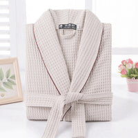 Waffle Cotton Bathrobe Men  Summer Women Nightgoen Sleepwear Ladies Blanket Towel Fleece Lovers Long Soft Robe Spring