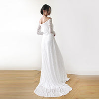 BLUSHFASHION - Original Ivory Wedding Dress With a Slit & Train #1179