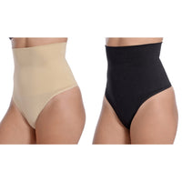 BODY BEAUTIFUL SHAPEWEAR - Original Seamless Hi-Waist Shaper With Thong Bottom - 2 Pack