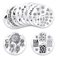 10Pcs/Set Nail Stamping Plates Flowers Dreamcatcher Christmas Nail Art DIY Nail Head Clear Silicone Stamping Scraper Nail Art