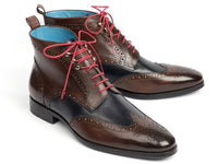 Paul Parkman Wingtip Ankle Boots Dual Tone Brown & Blue (ID#777-BRW-BLU)