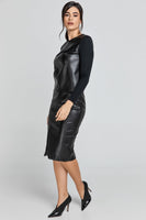 CONQUISTA FASHION - Original Black Top With Faux Leather Front