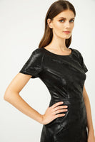 CONQUISTA FASHION - Original Black Leather Effect Fitted Dress