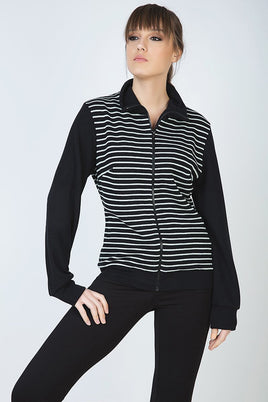 CONQUISTA FASHION - Original Long Sleeve Cardigan in Striped Knit Fabric