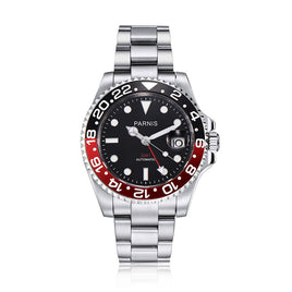 Parnis 40mm Watch Men Automatic Mechanical Watches GMT Luxury Sapphire Crystal Ceramic Bezel Luminous Waterproof Male Wristwatch