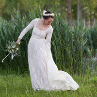 BLUSHFASHION - Original Square Neckline Wedding Train Dress