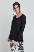 CONQUISTA FASHION - Original Black Top With Long Batwing Sleeves by SWL