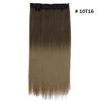 Original Synthetic Clip in Hair Extension Ombre Bayalage Long Straight Flase Hair Pieces for Women 24" 5clips One Piece 3/4 Head